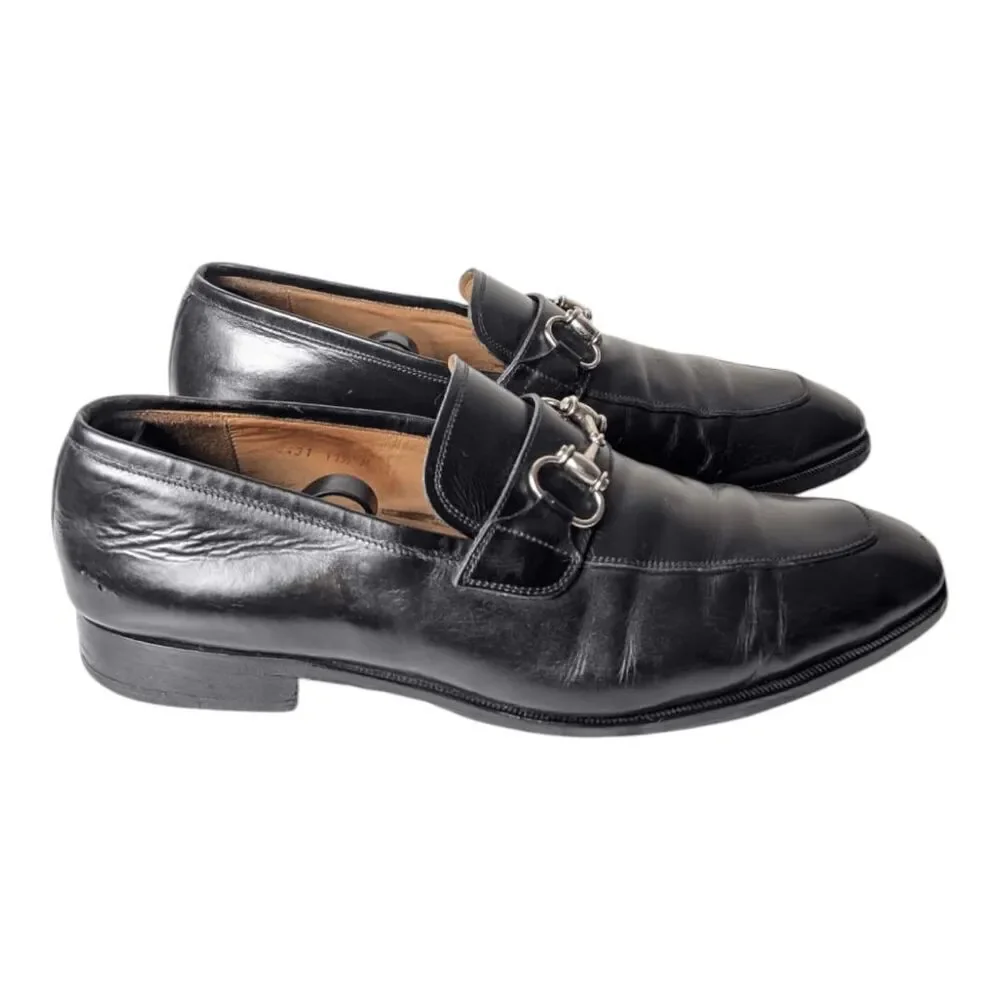 MAGNANNI Black Leather Bit Loafer Size 11.5M